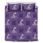 Purple Aquarius Zodiac Pattern Print Duvet Cover Bedding Set