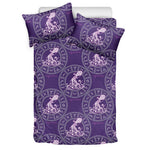 Purple Aquarius Zodiac Pattern Print Duvet Cover Bedding Set