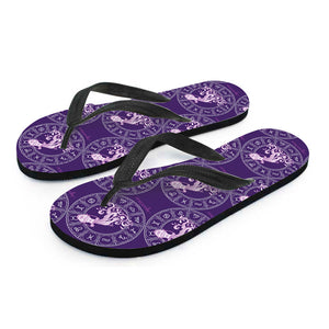 Purple Aquarius Zodiac Pattern Print Flip Flops