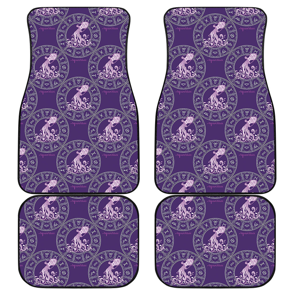 Purple Aquarius Zodiac Pattern Print Front and Back Car Floor Mats