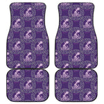 Purple Aquarius Zodiac Pattern Print Front and Back Car Floor Mats