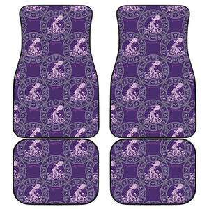 Purple Aquarius Zodiac Pattern Print Front and Back Car Floor Mats