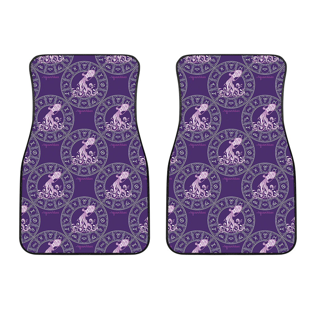 Purple Aquarius Zodiac Pattern Print Front Car Floor Mats