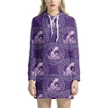 Purple Aquarius Zodiac Pattern Print Pullover Hoodie Dress