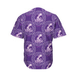 Purple Aquarius Zodiac Pattern Print Men's Baseball Jersey