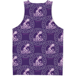 Purple Aquarius Zodiac Pattern Print Men's Tank Top