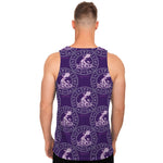 Purple Aquarius Zodiac Pattern Print Men's Tank Top