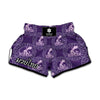 Purple Aquarius Zodiac Pattern Print Muay Thai Boxing Shorts