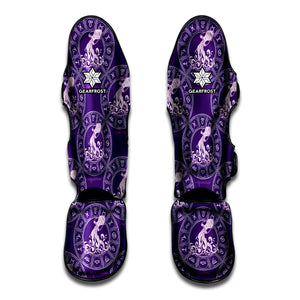 Purple Aquarius Zodiac Pattern Print Muay Thai Shin Guard