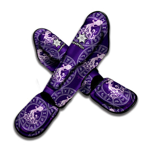 Purple Aquarius Zodiac Pattern Print Muay Thai Shin Guard