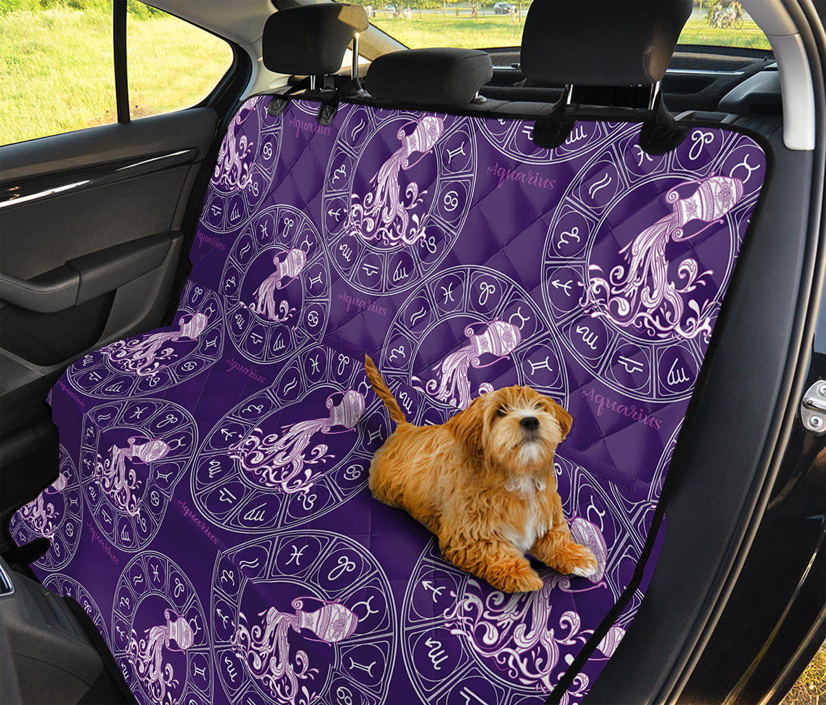 Purple Aquarius Zodiac Pattern Print Pet Car Back Seat Cover