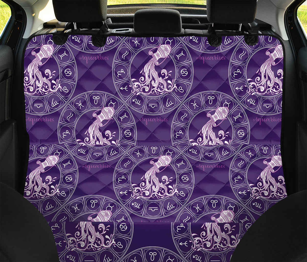 Purple Aquarius Zodiac Pattern Print Pet Car Back Seat Cover