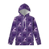 Purple Aquarius Zodiac Pattern Print Pullover Hoodie