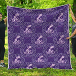 Purple Aquarius Zodiac Pattern Print Quilt