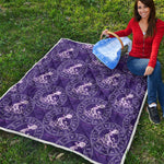 Purple Aquarius Zodiac Pattern Print Quilt