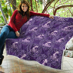 Purple Aquarius Zodiac Pattern Print Quilt