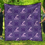 Purple Aquarius Zodiac Pattern Print Quilt