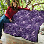 Purple Aquarius Zodiac Pattern Print Quilt