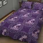Purple Aquarius Zodiac Pattern Print Quilt Bed Set