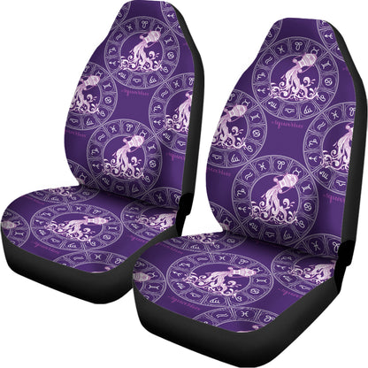 Purple Aquarius Zodiac Pattern Print Universal Fit Car Seat Covers