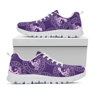 Purple Aquarius Zodiac Pattern Print White Sneakers