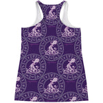 Purple Aquarius Zodiac Pattern Print Women's Racerback Tank Top