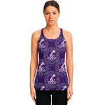 Purple Aquarius Zodiac Pattern Print Women's Racerback Tank Top