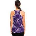 Purple Aquarius Zodiac Pattern Print Women's Racerback Tank Top