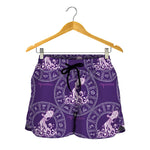 Purple Aquarius Zodiac Pattern Print Women's Shorts