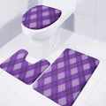 Purple Argyle Pattern Print 3 Piece Bath Mat Set