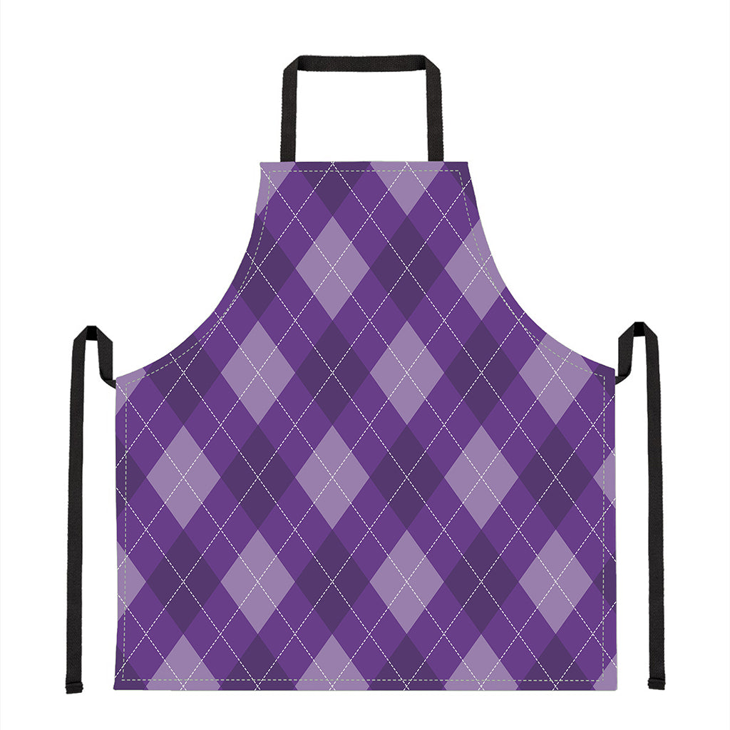 Purple Argyle Pattern Print Apron