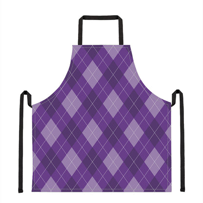 Purple Argyle Pattern Print Apron