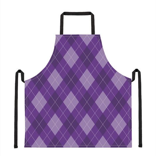 Purple Argyle Pattern Print Apron
