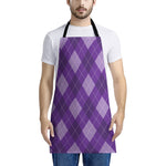 Purple Argyle Pattern Print Apron