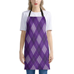 Purple Argyle Pattern Print Apron
