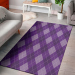 Purple Argyle Pattern Print Area Rug