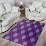 Purple Argyle Pattern Print Area Rug