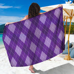 Purple Argyle Pattern Print Beach Sarong Wrap