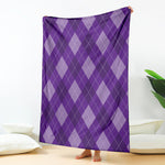 Purple Argyle Pattern Print Blanket