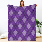 Purple Argyle Pattern Print Blanket