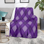 Purple Argyle Pattern Print Blanket