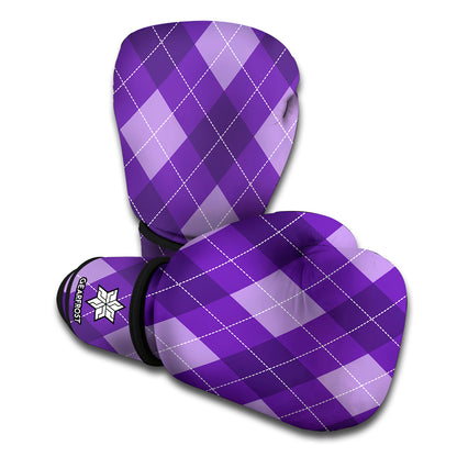 Purple Argyle Pattern Print Boxing Gloves