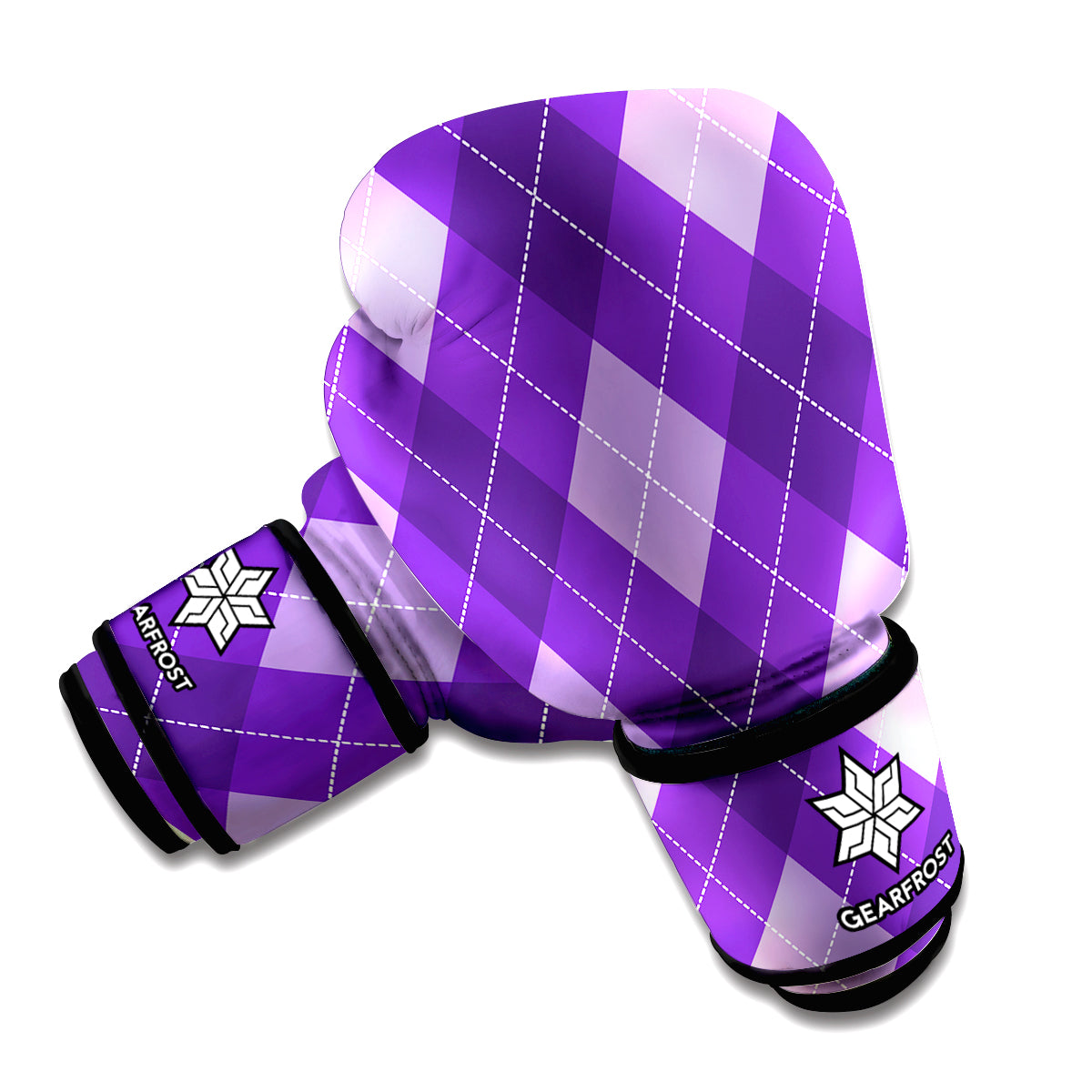 Purple Argyle Pattern Print Boxing Gloves