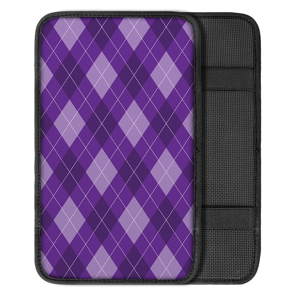 Purple Argyle Pattern Print Car Center Console Cover