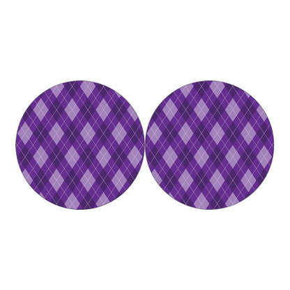 Purple Argyle Pattern Print Car Coasters
