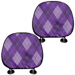 Purple Argyle Pattern Print Car Headrest Covers