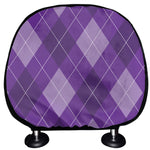 Purple Argyle Pattern Print Car Headrest Covers