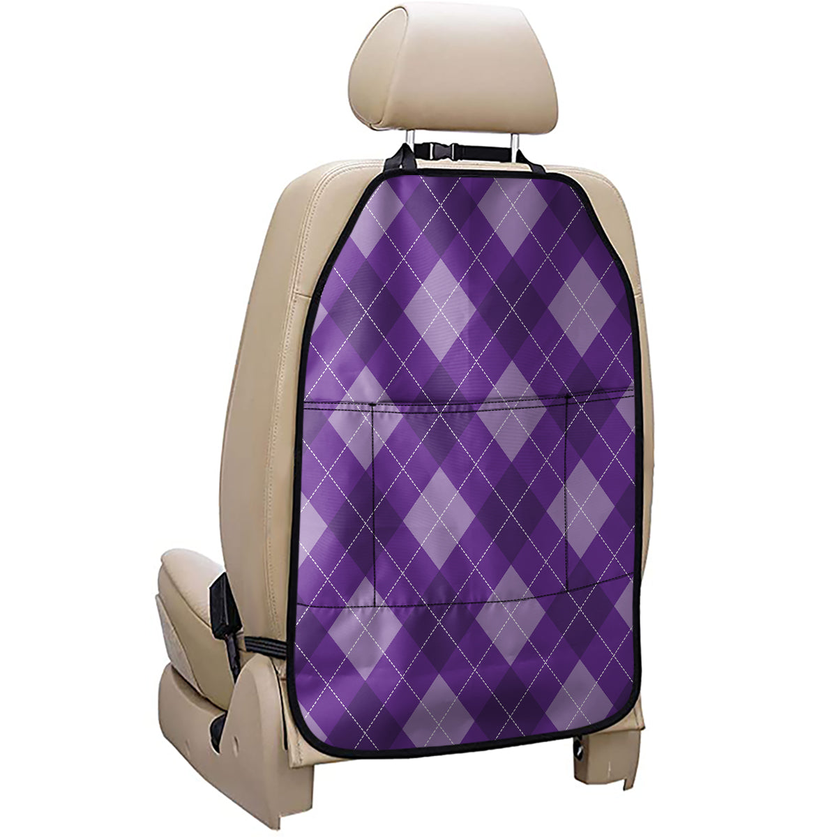 Purple Argyle Pattern Print Car Seat Organizers
