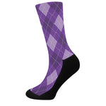 Purple Argyle Pattern Print Crew Socks