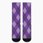 Purple Argyle Pattern Print Crew Socks